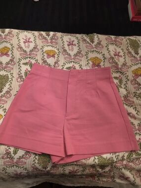 Zara High-Waist Bright Pink Tailored Shorts